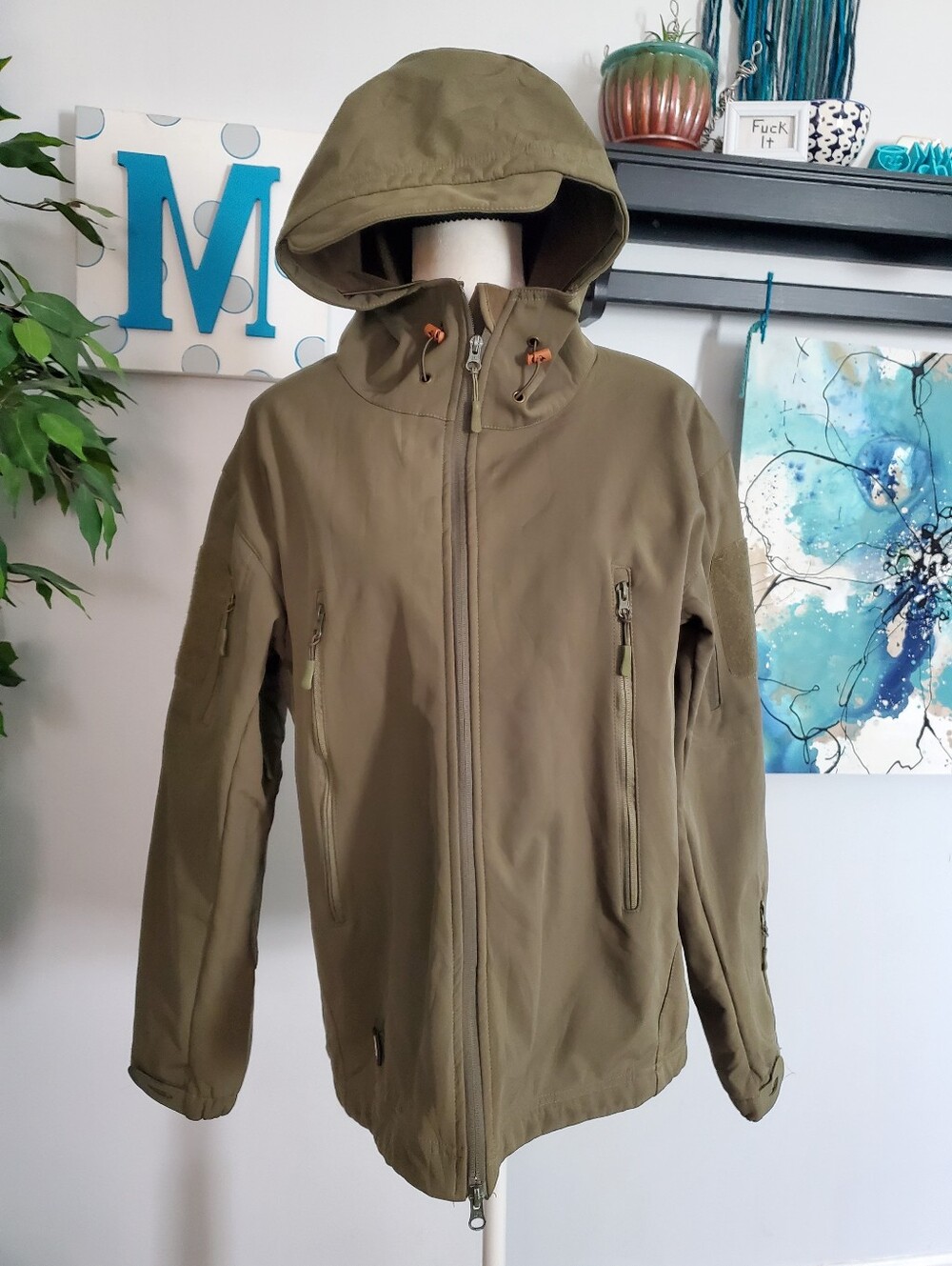 Olive/Army Green Tactical Soft Shell Hooded Jacket L